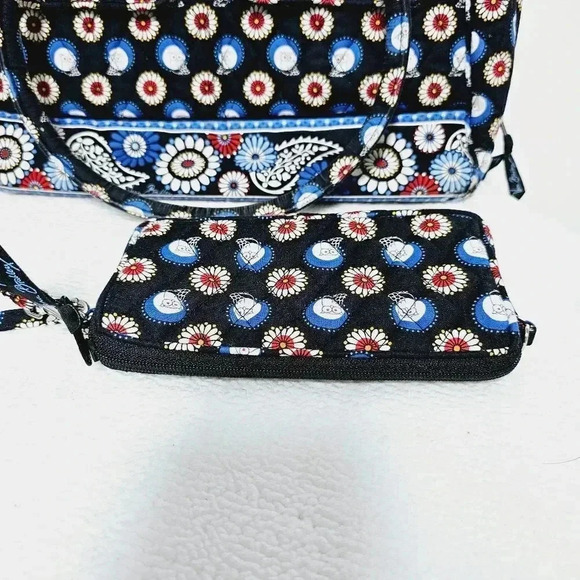 Vera Bradley retired owl print satchel 2 pc set wallet & bag - Picture 6 of 13